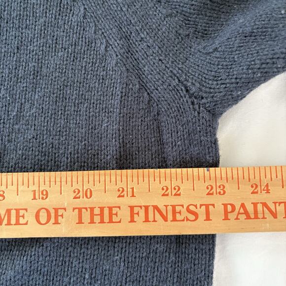 Nautica Sweater Men's Large Navy Blue Pullover Shawl Neck 2 Button White Stripes - Picture 9 of 10